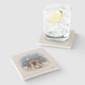 クリスマスマンガー出生シーンウォーターカラー ストーンコースター (横)