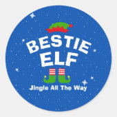 クリスマスマンガ小妖精や小人名前をカスタムするとフレーズ ラウンドシール (正面)