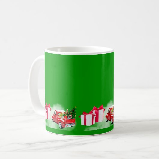 クリスマスマンガ緑のコーヒーマグ コーヒーマグカップ (正面左)