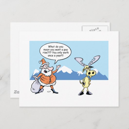 クリスマスマンガSantaと印象的なトナカイ シーズンポストカード (正面/裏面)