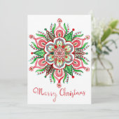 クリスマスマンダラのスノーフレーク·グリーティングカード シーズンカード (スタンド正面)