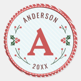 クリスマスマーキーモノグラムステッカー ラウンドシール