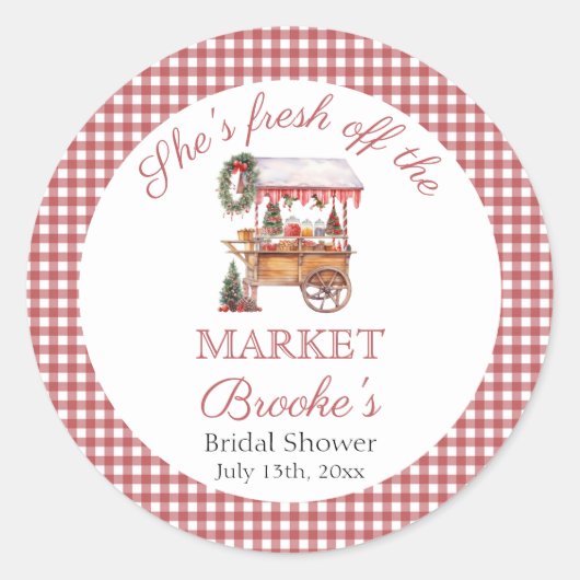 クリスマスマーケットのオフシーズンにぴったりなウェディングシャワー ラウンドシール (正面)