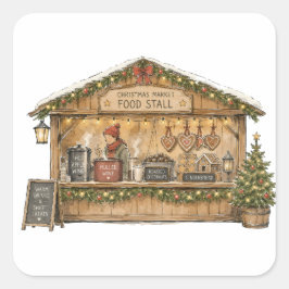 クリスマスマーケットのフードスタンド ホリデーフード愛好家向け スクエアシール