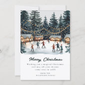 クリスマスマーケットの水彩画 ホリデーカード 招待状 (正面)