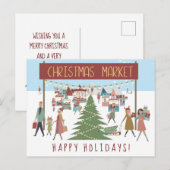 クリスマスマーケットの活気ある情景 シーズンポストカード (正面/裏面)