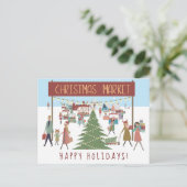 クリスマスマーケットの活気ある情景 シーズンポストカード (スタンド正面)