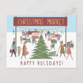 クリスマスマーケットの賑やかな雰囲気 シーズンポストカード (正面)