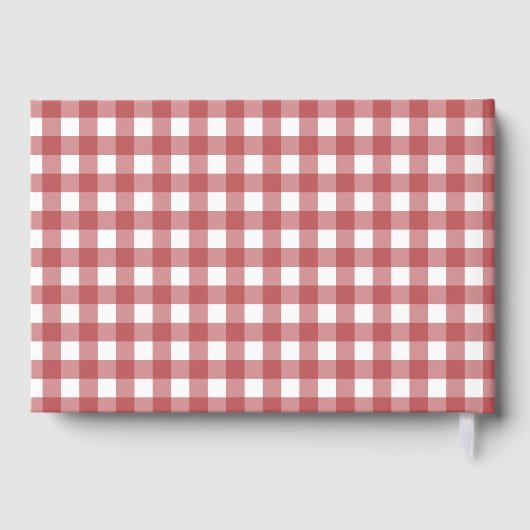 クリスマスマーケットの赤いギンガムのウェディングシャワーパーティー ゲストブック (裏面)