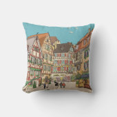 クリスマスマーケットストラスブールフランスレトロインスパイア- クッション (正面)