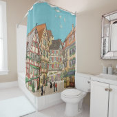 クリスマスマーケットストラスブールフランスレトロインスパイア- シャワーカーテン (インサイチュ)