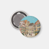 クリスマスマーケットストラスブールフランスレトロインスパイア- マグネット (正面/裏面)