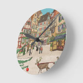 クリスマスマーケットストラスブールフランスレトロインスパイア- ラウンド壁時計 (傾斜)