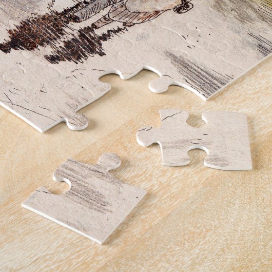 クリスマスマーケットベルギーレトロインスパイア – 水色 ジグソーパズル (側面)