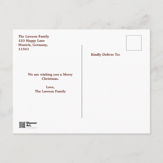 クリスマスマーケットミュンヘンのパーソナライズ ポストカード (裏面)