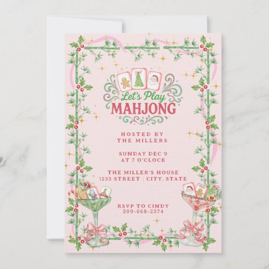 クリスマスマージャンパーティ 招待状 (正面)