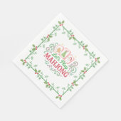 クリスマスマージャン紋章 | モノグラム スタンダードランチョンナプキン (角)