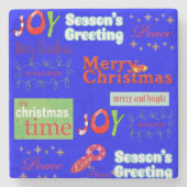 クリスマスマーブルストーンのコースター、喜びの平和 ストーンコースター (正面)