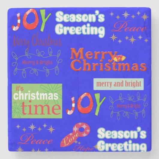 クリスマスマーブルストーンのコースター、喜びの平和 ストーンコースター (正面)