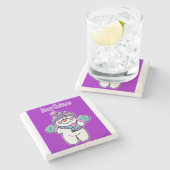 クリスマスマーブルストーンコースターパープル雪だるま ストーンコースター (横)