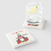 クリスマスマーブルストーンコースターペンギンボクシングポー ストーンコースター (横)