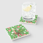 クリスマスマーブルストーンコースター、クリスマスキャンドル ストーンコースター (横)