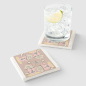 クリスマスマーブルストーンコースター、コーヒーカプチーノ ストーンコースター (横)