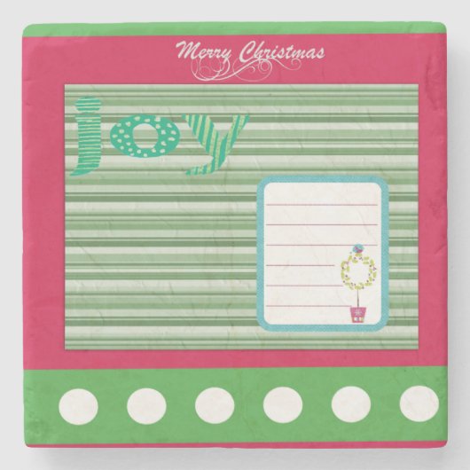 クリスマスマーブルストーンコースター、ジョイストーンコースター ストーンコースター (正面)