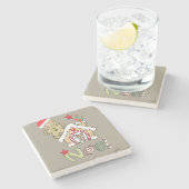 クリスマスマーブルストーンコースター、ジンジャーブレッドマン ストーンコースター (横)