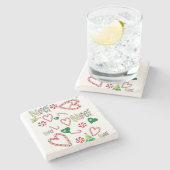 クリスマスマーブルストーンコースター、ノールストーンコースター ストーンコースター (横)