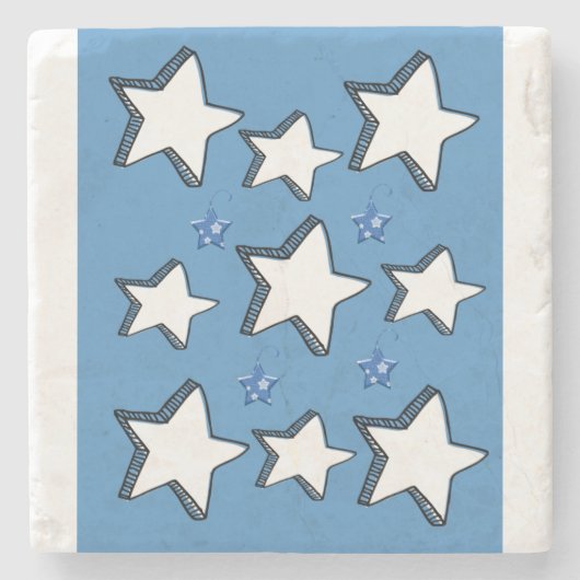 クリスマスマーブルストーンコースター、ホワイトスターズ ストーンコースター (正面)