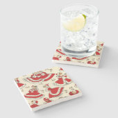 クリスマスマーブルストーンコースター、ヴィンテージ ストーンコースター (横)