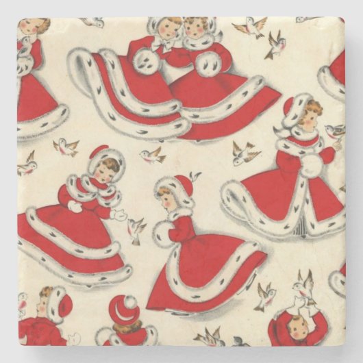 クリスマスマーブルストーンコースター、ヴィンテージ ストーンコースター (正面)