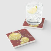 クリスマスマーブルストーンコースター、金ゴールドボール ストーンコースター (横)