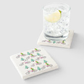 クリスマスマーブルストーンコースター、雪だるま小妖精や小人 ストーンコースター (横)