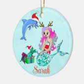 クリスマスマーメイドがギフトの名前を開く セラミックオーナメント (左)