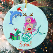 クリスマスマーメイドがギフトの名前を開く セラミックオーナメント