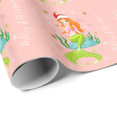 クリスマスマーメイドと雪片の金ゴールドパーソナライズされた ラッピングペーパー (ロールコーナー)