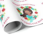 クリスマスマーメイドシェルパーソナライズされた名 ラッピングペーパー (ロールコーナー)