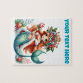 クリスマスマーメイドパズル – 編集可能文字 ジグソーパズル (横)