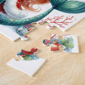 クリスマスマーメイドパズル – 編集可能文字 ジグソーパズル (側面)