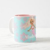 クリスマスマーメイドピンクの雪片ホットチョコレート ツートーンマグカップ (正面左)