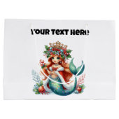 クリスマスマーメイド抱き枕 – 編集可能文字 ラージペーパーバッグ (裏面)