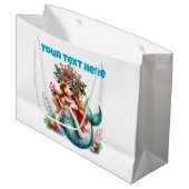 クリスマスマーメイド抱き枕 – 編集可能文字 ラージペーパーバッグ (正面アングル)