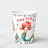 クリスマスマーメイド誕生日紙カップ 紙コップ (裏面)