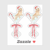 クリスマスマー – ウインナソーセージダックスシュント犬の水色 シール (シート)