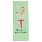 クリスマスマー – ウインナソーセージダックスシュント犬の水色 ワインギフトバッグ (裏面)