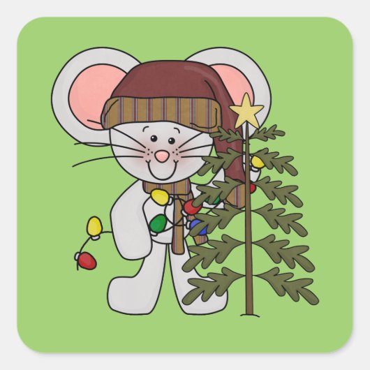 クリスマスマ飾ウスの木 スクエアシール (正面)