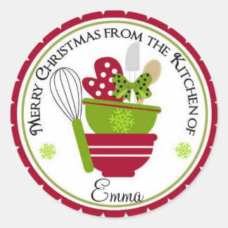 クリスマスミキシングボウルとベーキングミット ラウンドシール