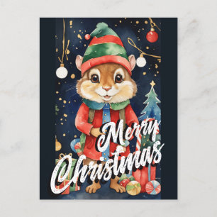 クリスマスミスタントウChipmunkグリーティング ポストカード
